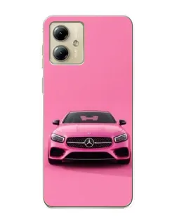 Чехол для Motorola MOTO G14 с картинкой «Розовый Mercedes AMG»