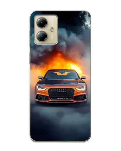 Чехол для Motorola MOTO G14 с картинкой «Audi в огненном дыму» Чехол для Motorola MOTO G14 с картинкой «Audi в огненном дыму»