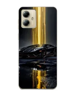 Чехол для Motorola MOTO G14 с картинкой «Ночной Lamborghini драйв»