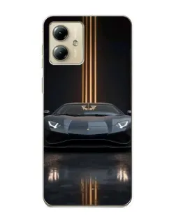 Чехол для Motorola MOTO G14 с картинкой «Lamborghini золотые линии»