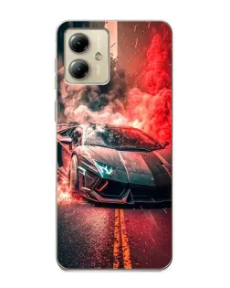 Чехол для Motorola MOTO G14 с картинкой «Lamborghini красный дым»
