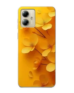 Чехол для Motorola MOTO G14 с картинкой «Золотые лепестки»