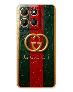 Чехол для Motorola Moto G15 Power с картинкой «Gucci — фирменная полоса и золото» Чехол для Motorola Moto G15 Power с картинкой «Gucci — фирменная полоса и золото»