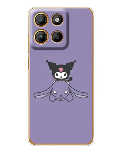Чехол для Motorola Moto G15 Power с картинкой «Kuromi на лиловом фоне»