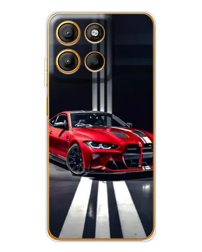Чехол для Motorola Moto G15 Power с картинкой «Красная BMW на дороге»