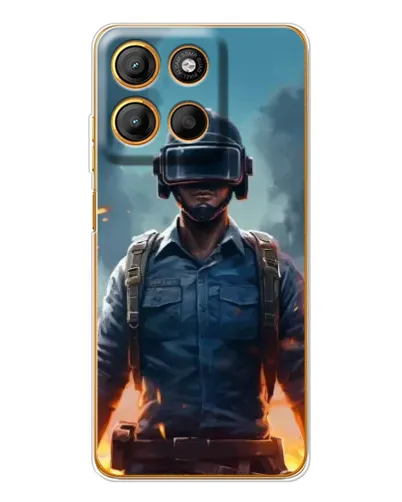 Чехол для Motorola Moto G15 Power с картинкой «PUBG — реалистичный герой»