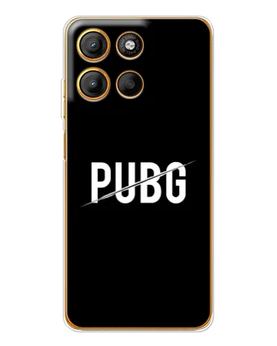Чехол для Motorola Moto G15 Power с картинкой «PUBG — белый логотип»