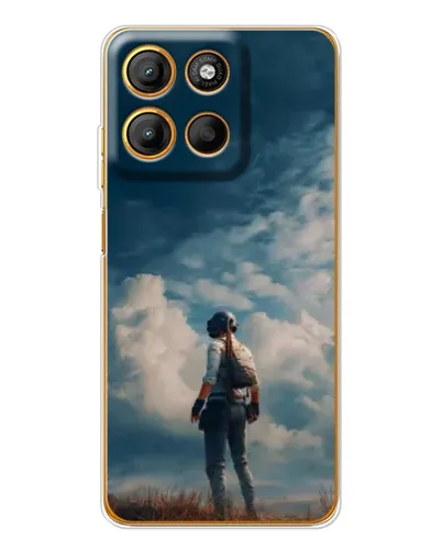Чехол для Motorola Moto G15 Power с картинкой «Герой PUBG на скале»