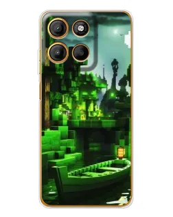 Чехол для Motorola Moto G15 Power с картинкой «Minecraft лесной пейзаж»