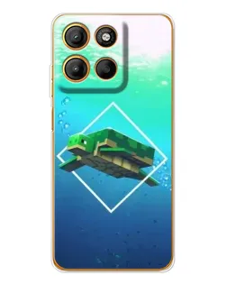 Чехол для Motorola Moto G15 Power с картинкой «Черепаха Minecraft»