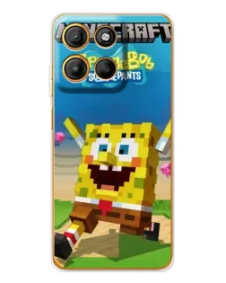 Чехол для Motorola Moto G15 Power с картинкой «Губка Боб Minecraft»