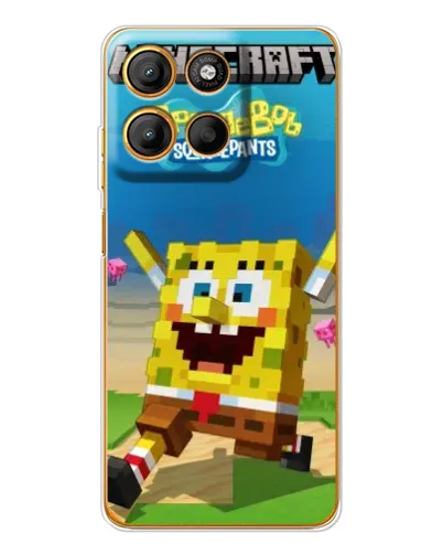Чехол для Motorola Moto G15 Power с картинкой «Губка Боб Minecraft» Чехол для Motorola Moto G15 Power с картинкой «Губка Боб Minecraft»