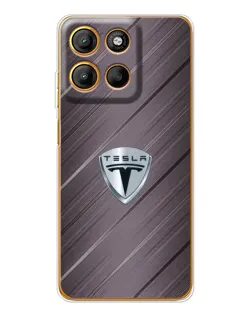 Чехол для Motorola Moto G15 Power с картинкой «Металлическая текстура Tesla»