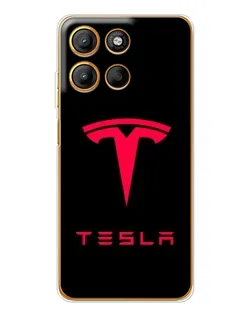 Чехол для Motorola Moto G15 Power с картинкой «Tesla Red Logo»