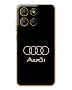 Чехол для Motorola Moto G15 Power с картинкой «Audi — золотой логотип»