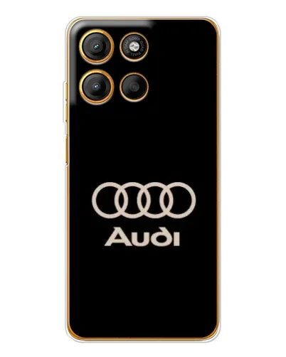Чехол для Motorola Moto G15 Power с картинкой «Audi — золотой логотип»