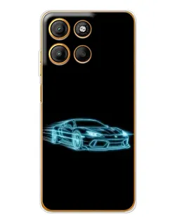 Чехол для Motorola Moto G15 Power с картинкой «Неоновый контур Lamborghini»