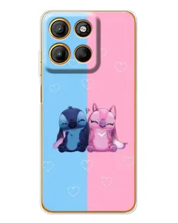 Чехол для Motorola Moto G15 Power с картинкой «Stitch и Angel Love»