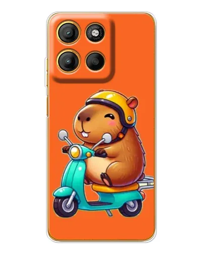 Чехол для Motorola Moto G15 Power с картинкой «Капибара на скутере»