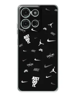 Чехол для Motorola Moto G15 с картинкой «Nike Black Pattern»