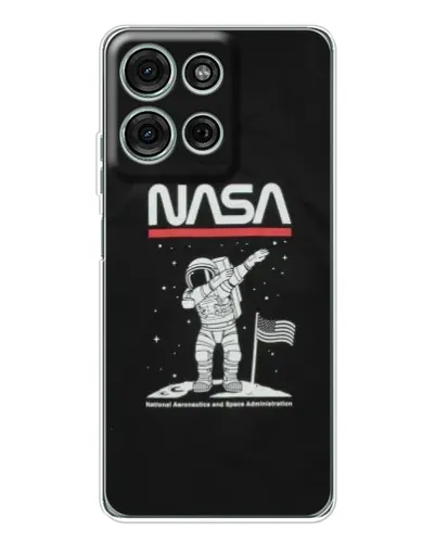 Чехол для Motorola Moto G15 с картинкой «NASA — шагаем по Луне»