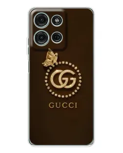 Чехол для Motorola Moto G15 с картинкой «Gucci — золотая бабочка»