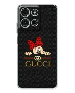 Чехол для Motorola Moto G15 с картинкой «Минни Маус Gucci — черный»