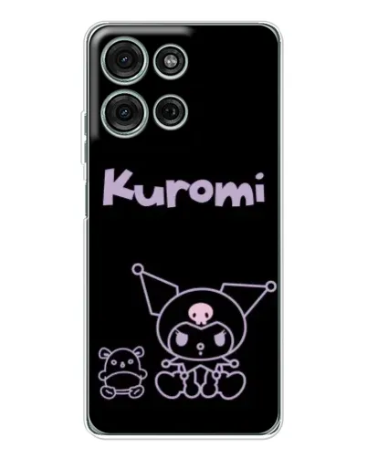 Чехол для Motorola Moto G15 с картинкой «Kuromi — черный минимализм»