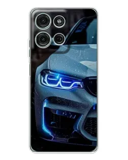 Чехол для Motorola Moto G15 с картинкой «Взгляд BMW с синими фарами»
