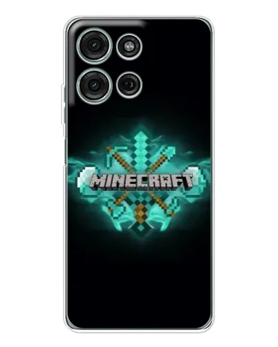 Чехол для Motorola Moto G15 с картинкой «Minecraft Diamond лого»