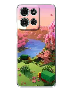 Чехол для Motorola Moto G15 с картинкой «Розовое дерево Minecraft»