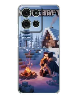 Чехол для Motorola Moto G15 с картинкой «Зимний Minecraft»