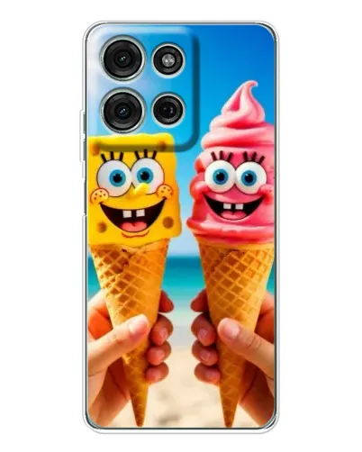 Чехол для Motorola Moto G15 с картинкой «Спанч Боб мороженое»
