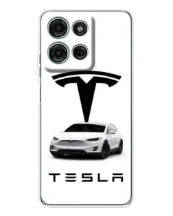 Чехол для Motorola Moto G15 с картинкой «Tesla White Style»