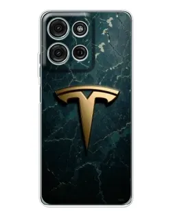 Чехол для Motorola Moto G15 с картинкой «Мраморная Tesla Gold»