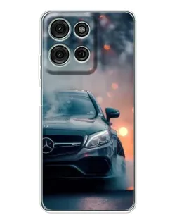 Чехол для Motorola Moto G15 с картинкой «Mercedes — ночной город»