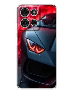 Чехол для Motorola Moto G15 с картинкой «Lamborghini красное сияние»