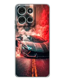 Чехол для Motorola Moto G15 с картинкой «Lamborghini красный дым»