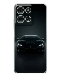 Чехол для Motorola Moto G15 с картинкой «Черный Lamborghini Aventador»
