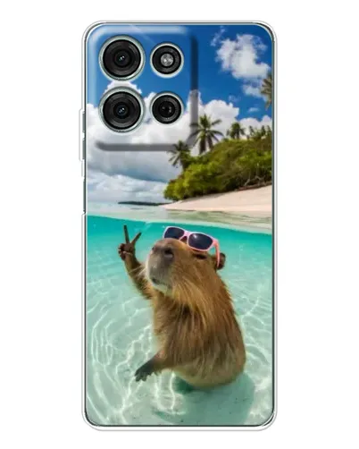 Чехол для Motorola Moto G15 с картинкой «Капибара на море»