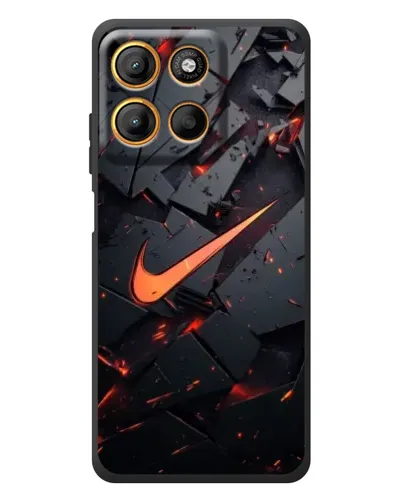 Чехол для Motorola Moto G17 Power с картинкой «Nike — эффект разломов»