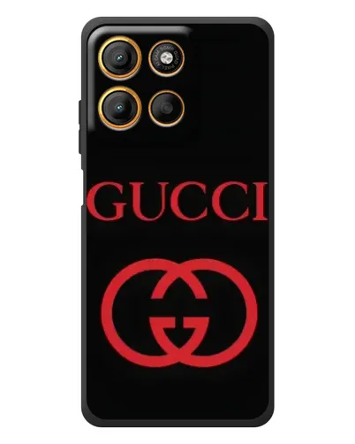 Чехол для Motorola Moto G17 Power с картинкой «Gucci — красный логотип»
