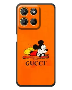 Чехол для Motorola Moto G17 Power с картинкой «Микки Маус Gucci — оранж»
