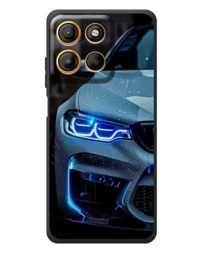 Чехол для Motorola Moto G17 Power с картинкой «Взгляд BMW с синими фарами»
