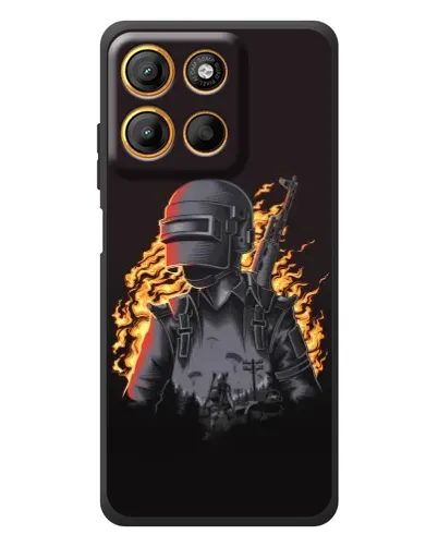 Чехол для Motorola Moto G17 Power с картинкой «PUBG — огненный силуэт» Чехол для Motorola Moto G17 Power с картинкой «PUBG — огненный силуэт»