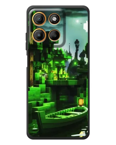 Чехол для Motorola Moto G17 Power с картинкой «Minecraft лесной пейзаж»