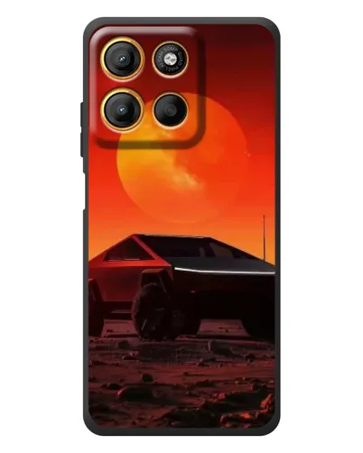 Чехол для Motorola Moto G17 Power с картинкой «Cybertruck на Марсе»