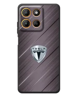 Чехол для Motorola Moto G17 Power с картинкой «Металлическая текстура Tesla»
