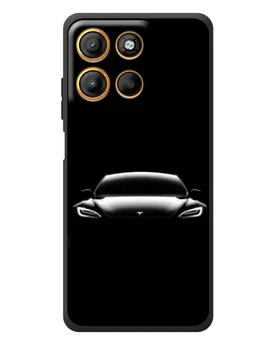 Чехол для Motorola Moto G17 Power с картинкой «Фары Tesla Night»