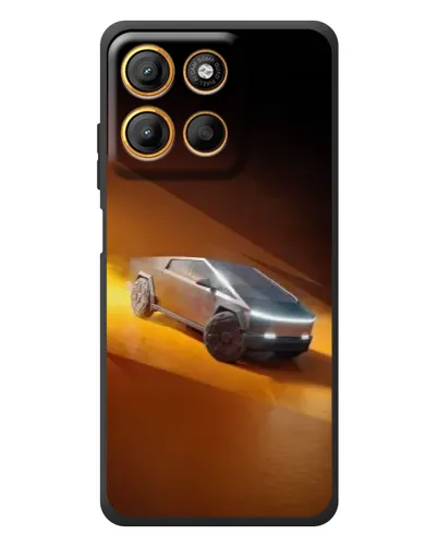 Чехол для Motorola Moto G17 Power с картинкой «Cybertruck в пустыне»